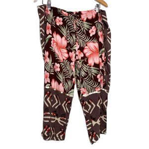 Soft Surroundings Womens Capri Pants Multicolor Floral Drawstring Waist Size S